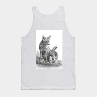 An Unlikely Alliance fox and hare pencil drawing Tank Top